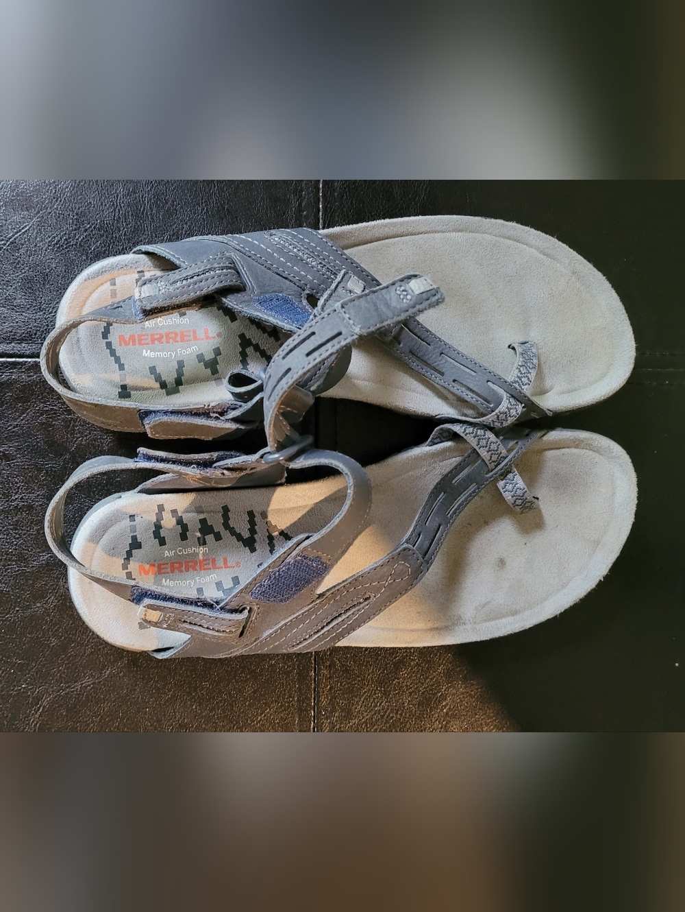 Ladies Merrell Gray and Blue Memory Foam Sandals